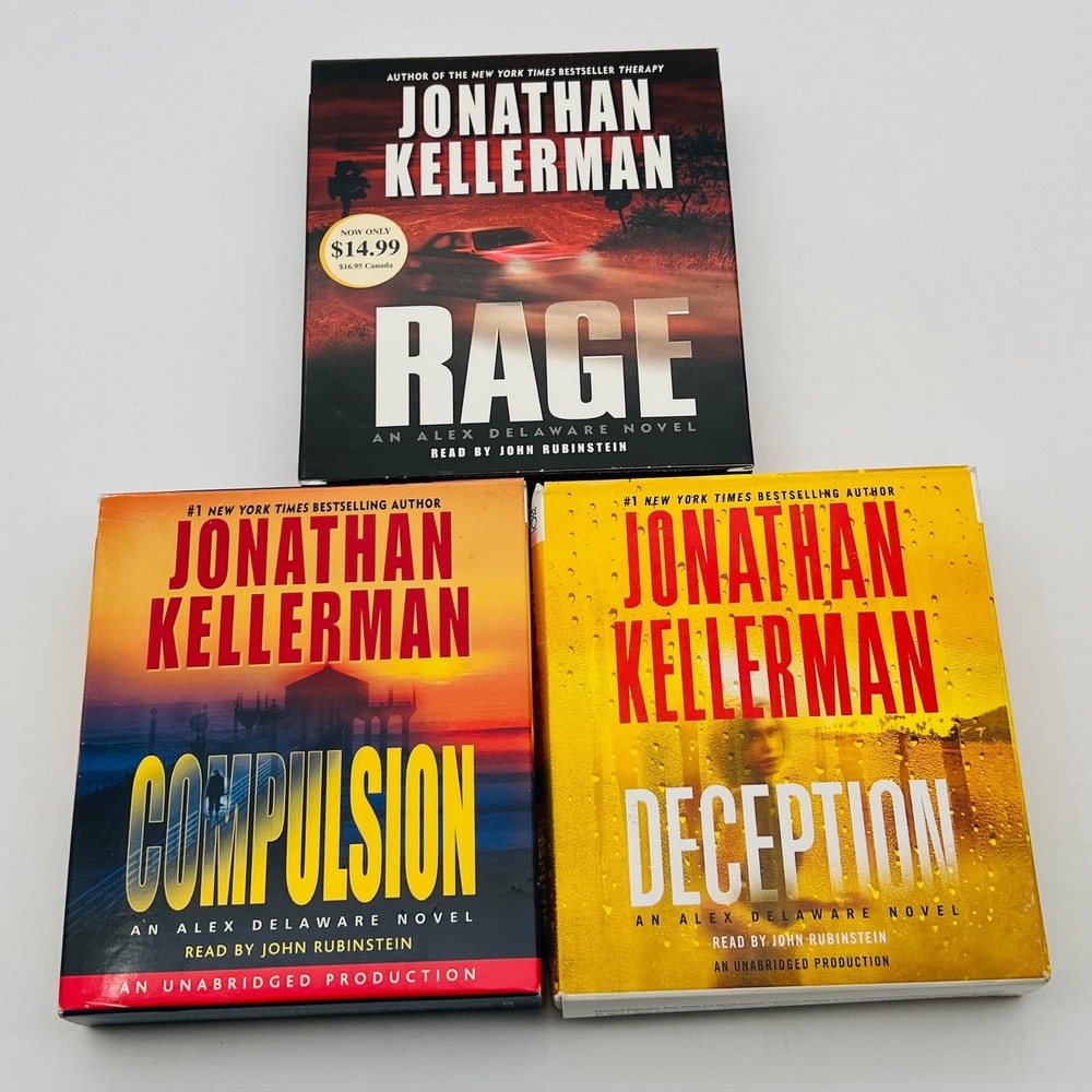 Jonathan Kellerman Alex Delaware Audiobook CD Lot‎ Compulsion Deception Rage 3pk